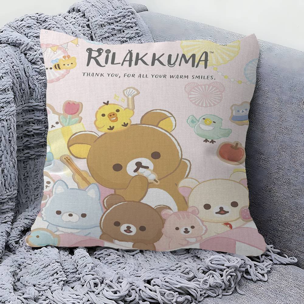 Anime Cute Cartoon RRilakkuma Cushion Cover Car Throw Pillow Case For Sofa Car Christmas Gift xcm xcm