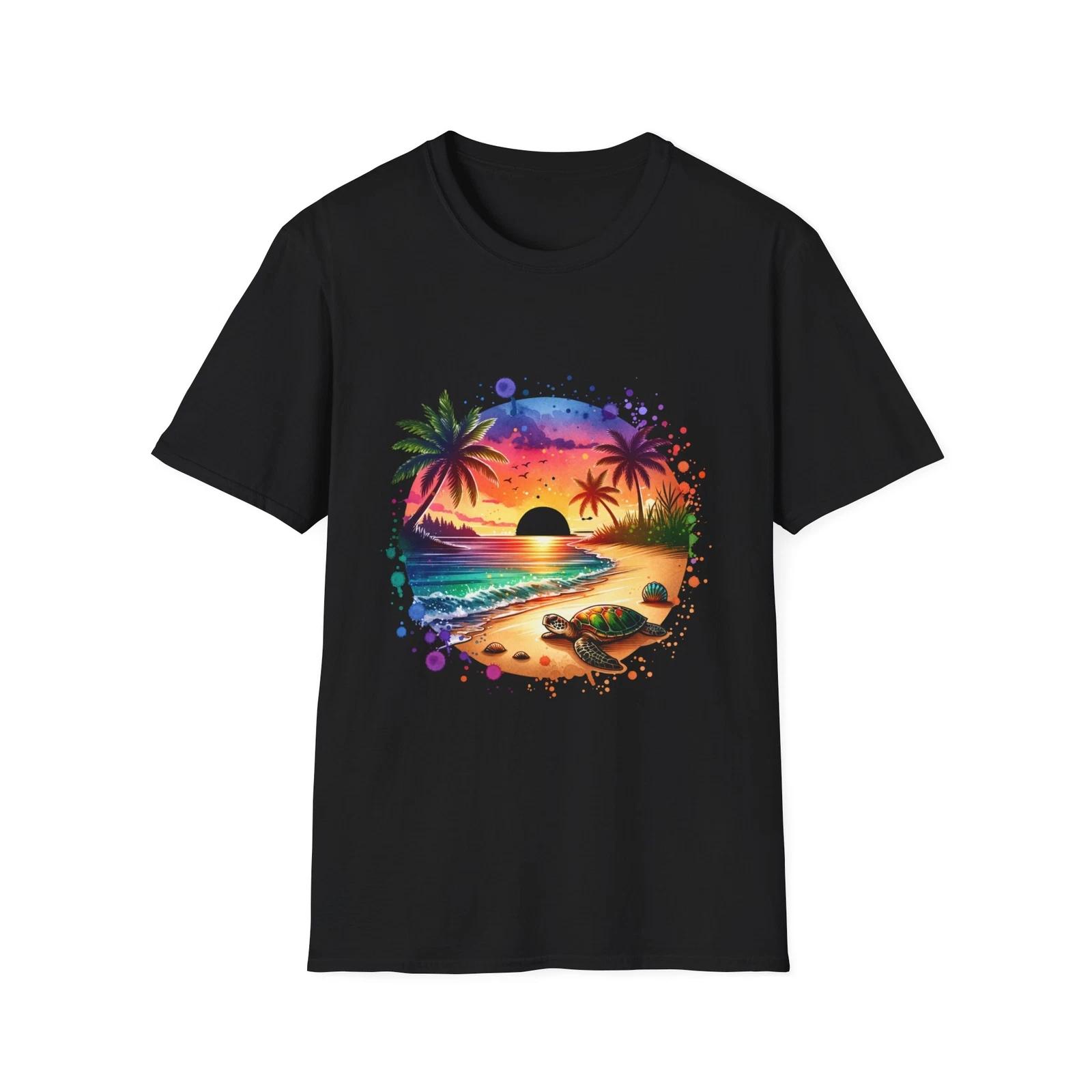 Tropical Sunset T-Shirt, Beach Vibes Tee, Summer Shirt, Vacation Top, Palm Tree 4XL