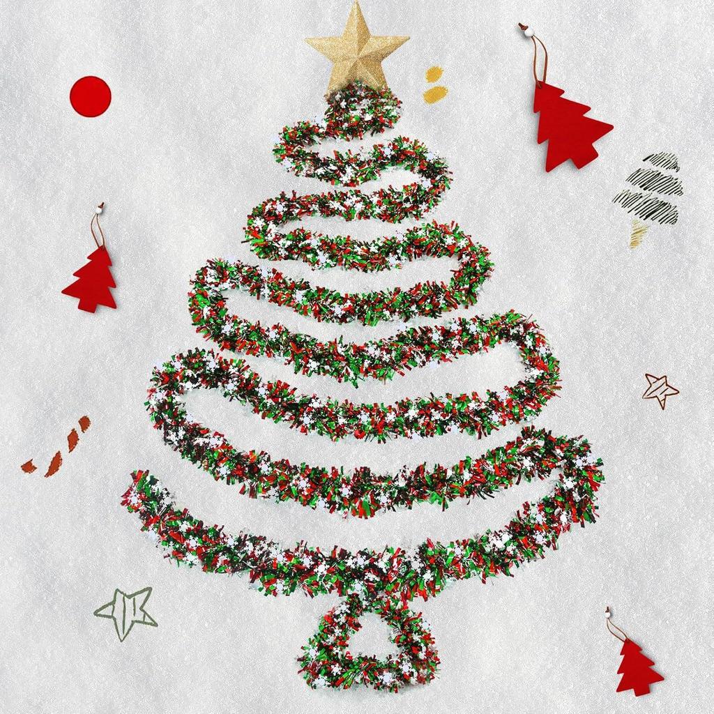 2M Christmas Snowflake Tinsel Garland Xmas Tree Decoration Christmas Metallic Twist Garland Ceiling Hanging New Year Party Decor MIT