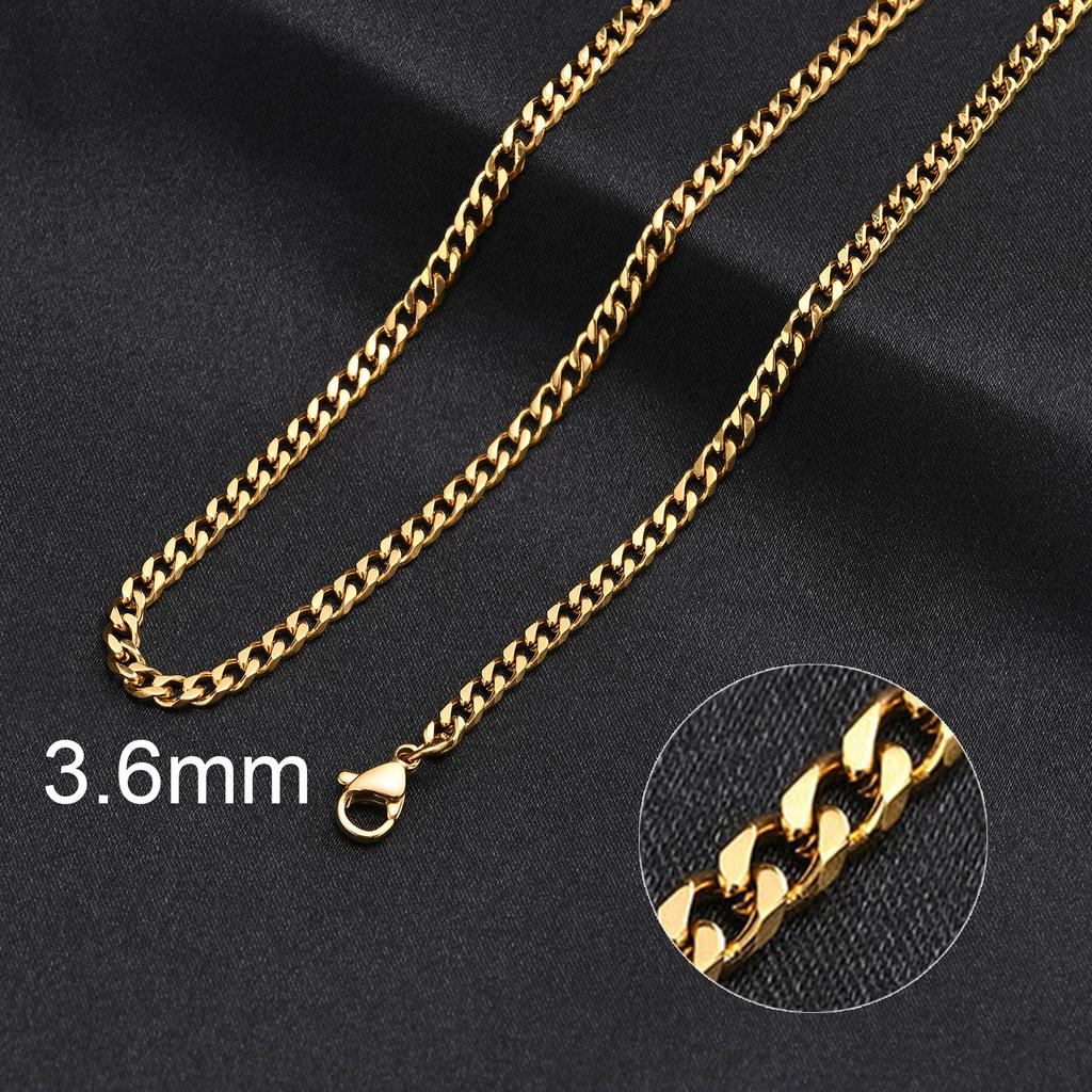 3-11MM Classic Cuban Chain Necklace for Men Women,Silver Black Gold Grey Color Stainless Steel Chains,Basic Punk Jewelry Gift