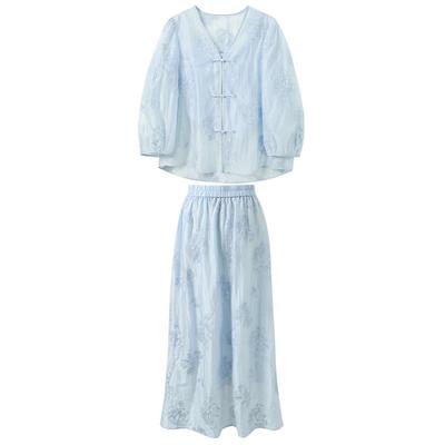 Sancai Plus Size Chinese Style Embroidered 3-Piece Outfit