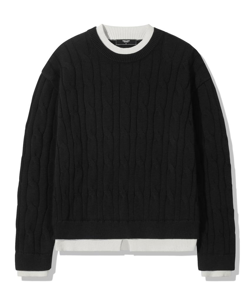 TRILLION Layered Cable Knit_Black
