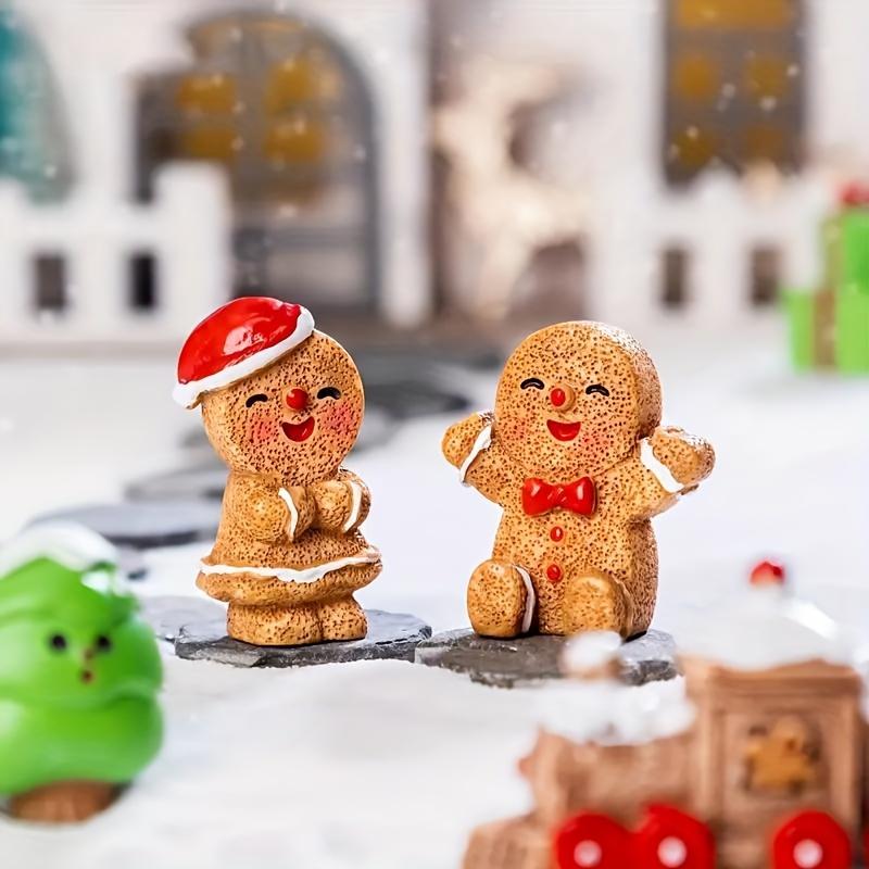 Christmas Gingerbread Man Design, Resin Decorative Accessories, Mini Gift Decorative, DIY, Content: Gingerbread Man, Christmas Tree, Train