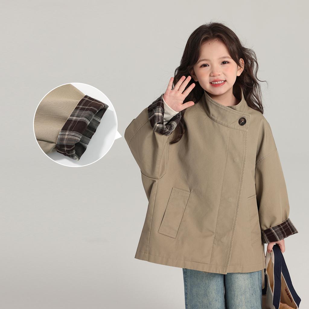 Spring Autumn Kids Girls Cotton Teens Windbreaker Coats Princess Oversize Coat Medium Long Outerwear Trench Clothes