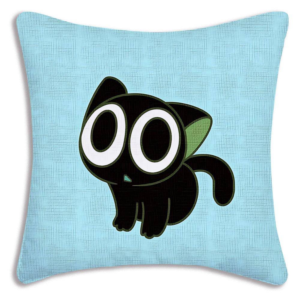 Cartoon luo xiaohei cat Pillow Covers Cartoon Sofa Decorative Home Double-sided Printing Short Plush Cute Cushion Cover