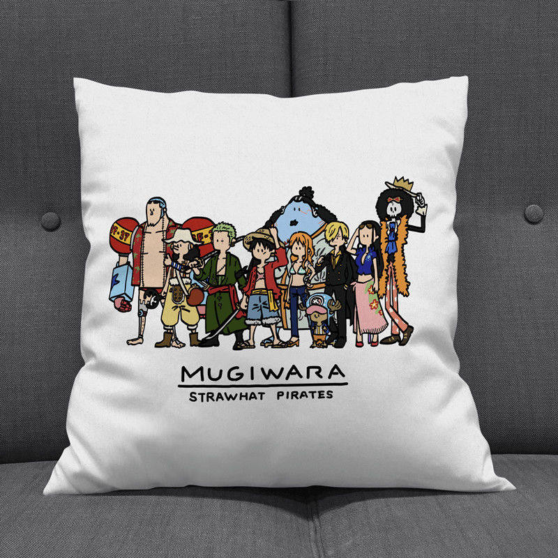 Anime Op Luffy Pillow Cover, Cute Chibi Smile Print Cushion Cover, Polyester Throw Pillow Case For Sofa Bedroom Car, Home Decor