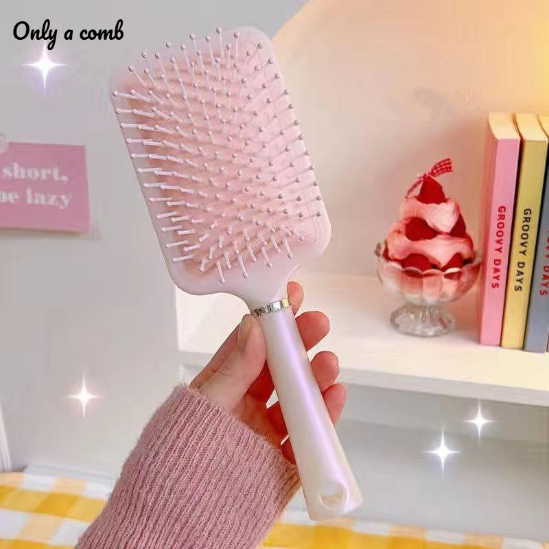 

1 шт. Гребень-подушка с русалкой, пушистый, с сердечком, портативный, гребень для массажа большой доски с жемчужным световым оттенком розовый