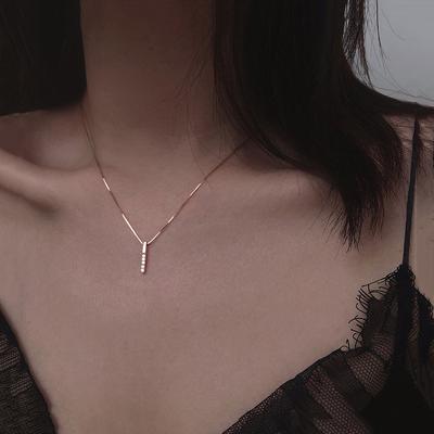 Simple Strip Geometric Cubic Zircon Necklace Color Clavicle Chain Charm Necklace For Women