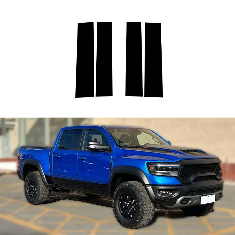 4 Pièces Accessoires de Colonne BC de Voiture Pour Ram 1500 TRX 4 Portes Crew Cab 2019-2023 Noir Brillant Garniture de Montants de Colonne de Fenêtre de Porte Styling