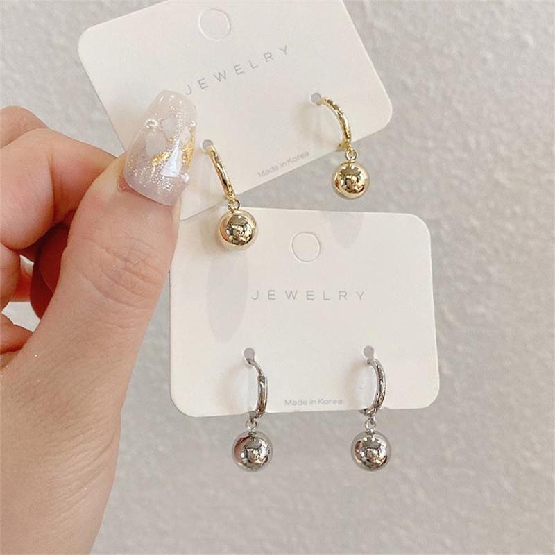Vintage Small Smooth Ball-Shape Drop Dangle Earring for Women Creative Gold Color Pendant Earring Charming Female Ear 2026 New