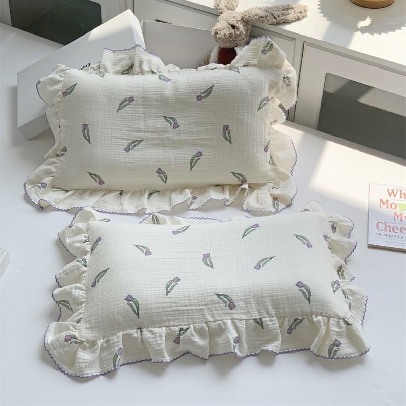 Cotton Kids Pillowcase Girls Use 30x50cm 35x55cm 40x60cm Pure Printed With Ruffle Trim Princess Style