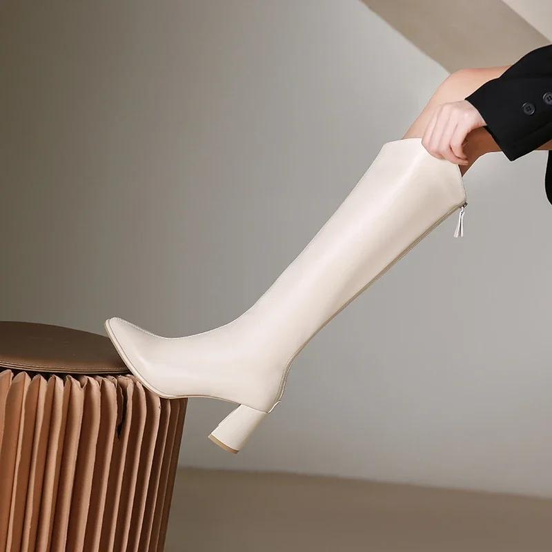 Autumn Winter Women Knight High Boots Fashion Pointed Toe Knight Long Booties Female Thick Heel Shoes