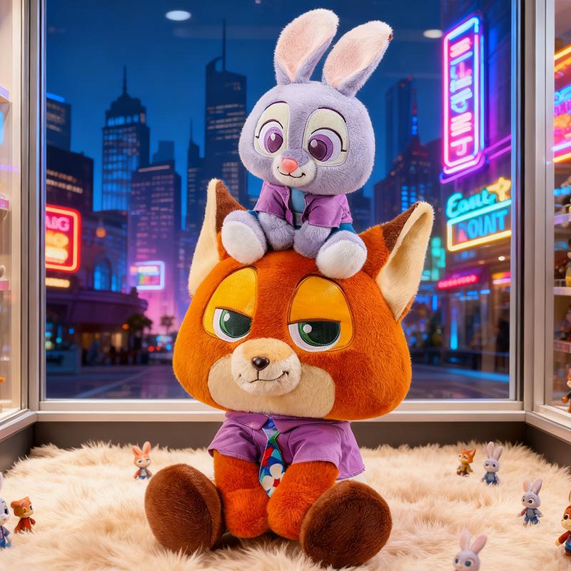 Judy and Nick Plush Doll Set – Cute Animal City Sitting Pose, Perfect Birthday Gift for Kids
