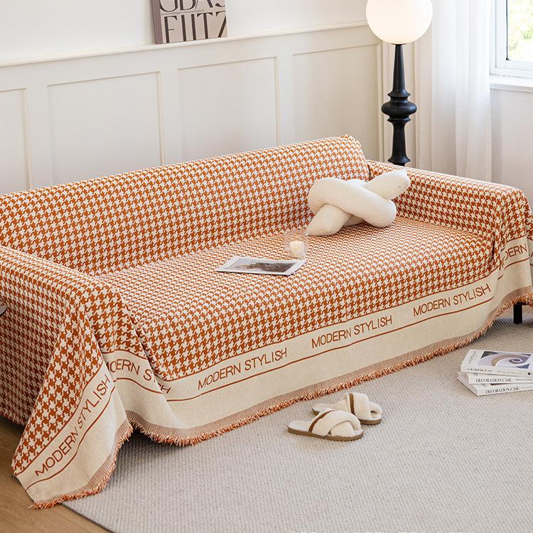 

Nordic Chenille Sofa Cushion Fabric Four Seasons Universal Seat Cushions Non-Slip Simple Modern Sofa Towel Houndstooth Cover Towel 180*130cm