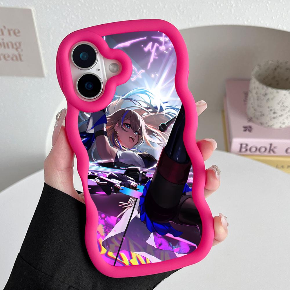 

HSR Serval Чехол для мобильного телефона из ТПУ с волнистым краем для iPhone 17 16 15 14 13 12 11 Air Pro Max Plus Цветная крышка iPhone 12