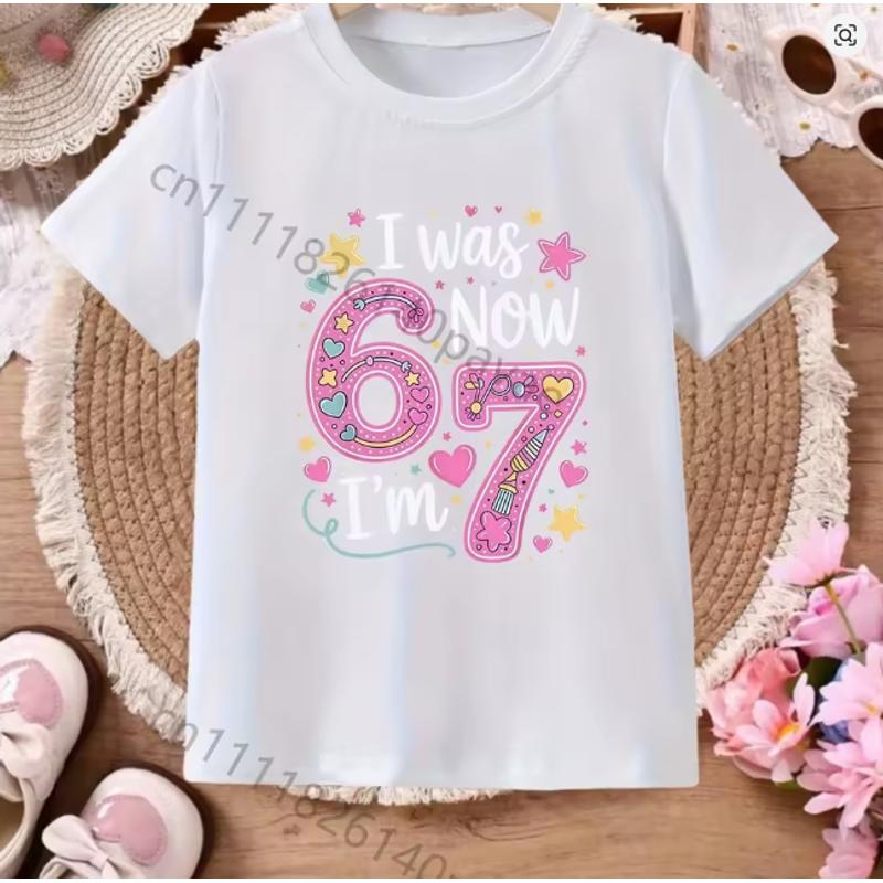 Kids 67 Themed Colorful Print TShirt Soft Cotton Fabric Breathable and Comfortable Ideal for Toddlers and Childrendf0381
