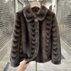 Fashion Collar Short Imitation Mink Fur Coat Autumn and Winter New Style