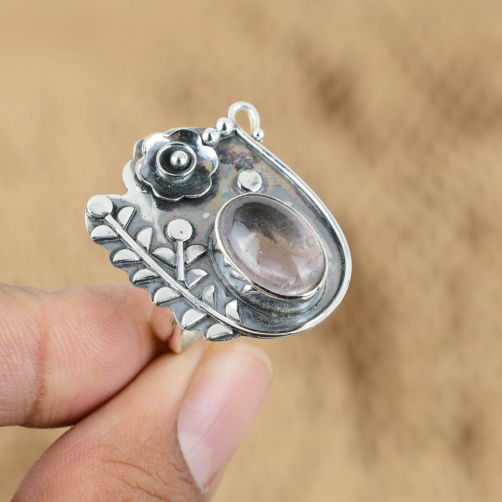 Oval African Amethyst Stone 925 Silver Wedding Wife February Flower Ring Jewelry