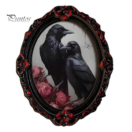 Vintage Oval Photo Frame Decor Halloween Gothic Refrigerator Magnet, Retro Fridge Magnets, Distressed Soft Magnetic Ghost Theme Stickers Dark