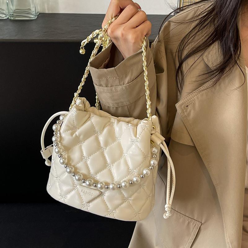 IELGY Summer Diamond Embroidered Bucket Bag All-Match Chain Crossbody Bag