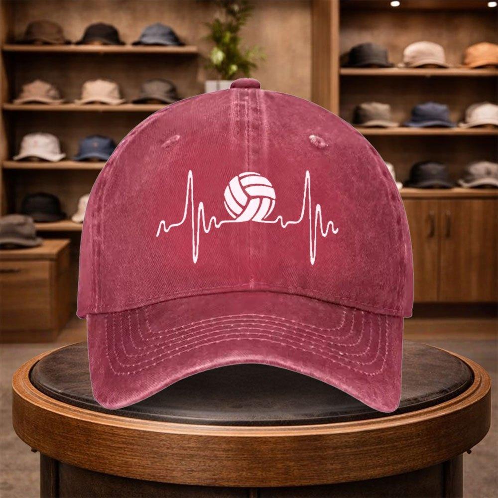 A MenS Volleyball Heart Rate Baseball Cap Stylish And Adjustable for Outdoor Use Featuring an Urban Design This Lightweight