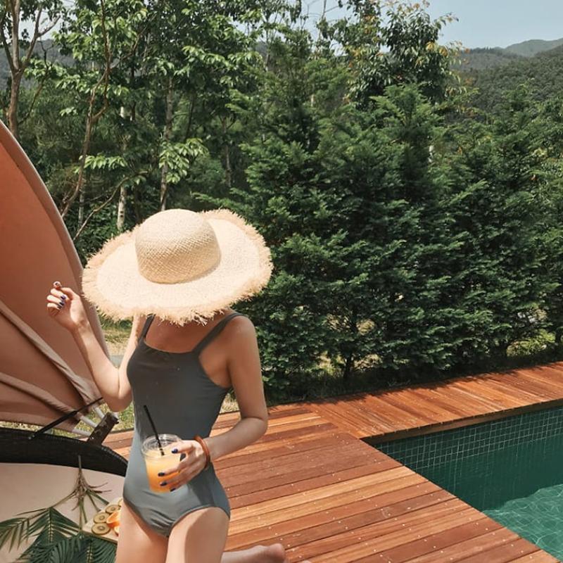 Summer Natural Raffia Sun Hat For Women Wide Brim Fashion Floppy Shade Dome Straw Hat Girl Outdoor Vacation Beach Hat Panama
