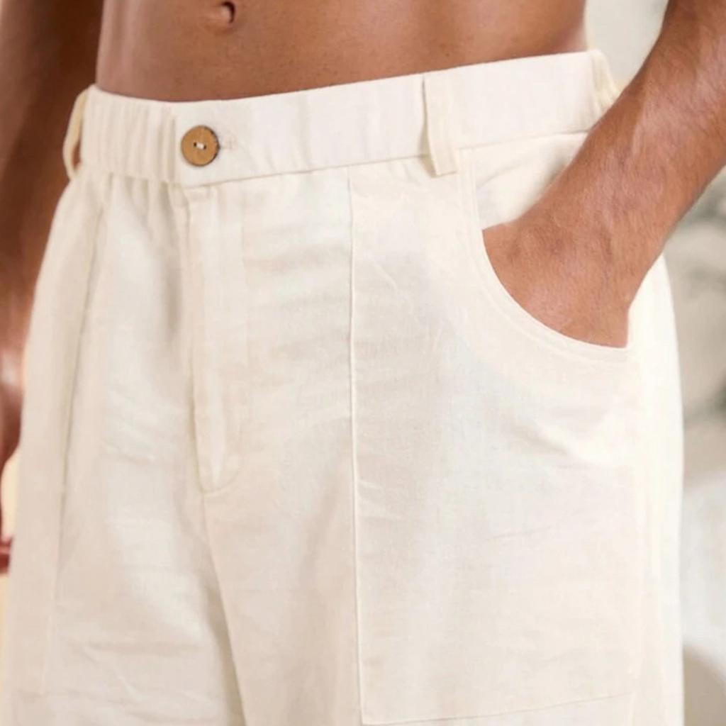 Men's Solid Color Cotton Linen Trousers Men's Casual Fashionable Cotton Linen Trousers