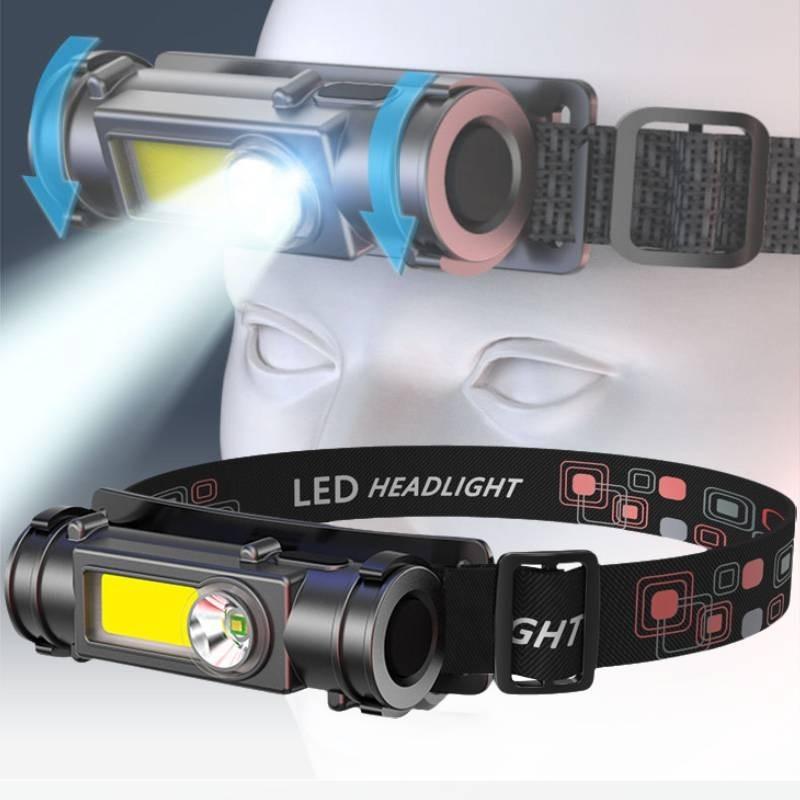 Headlight Strong Dual Light Source Flashlight Cob Outdoor Fishing Hiking Camping