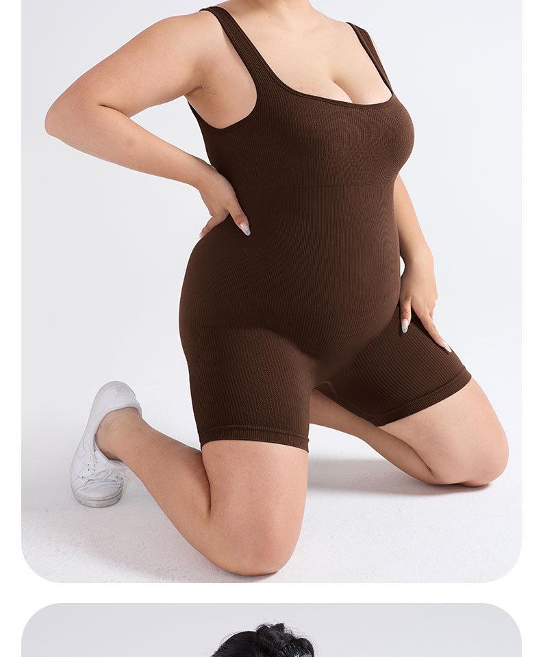 Cross-Border Plus Size Sleeveless Yoga Bodysuit: Body Shaping One-Piece Leotard & Sports Shorts