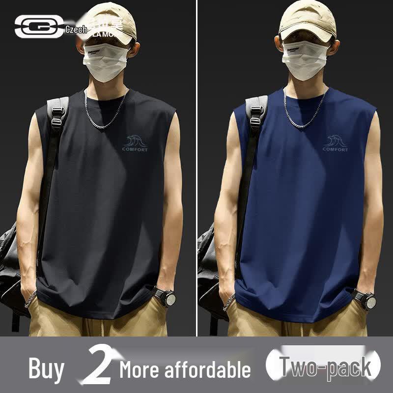 GENIOLAMODE Men s 2-Pack Heavyweight Cotton Wide-Shoulder Tank Top 3XL
