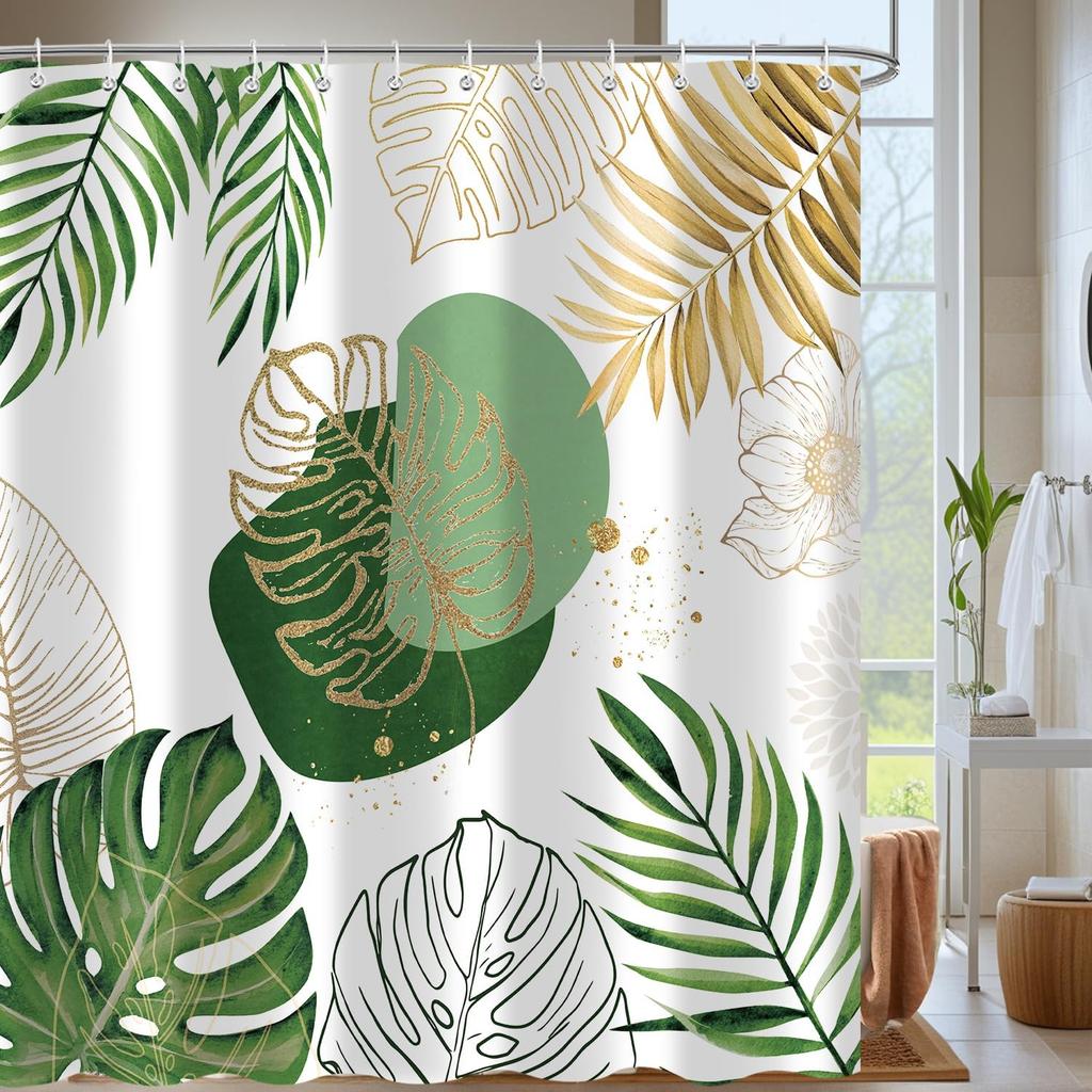 Pink Gray Flowers Shower Curtain, Daisy Floral Simple and Fresh Elegance Plants Cloth Rustic Farmhouse Bathroom Decor Sets,