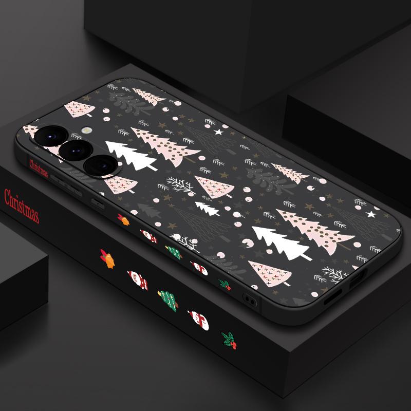 Lanyard Phone Case For Samsung Galaxy A56 A17 A26 A16 A36 A55 A54 A53 A15 S24 S25 FE S25 S22 S23 Ultra Plus Christmas Tree Patterned Cover