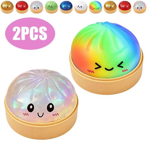 Simulated Colorful Dumpling Squishy Stress Relief Steamed Stuffed Bun Super Soft Slow Rising Decompression Toy for Birthday Gift