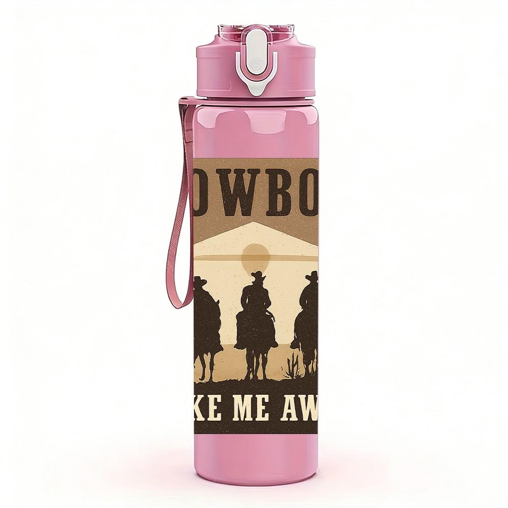 1PC Cowboy Take Me Away Silhouette 750ml Color Plastic Sports Water Bottle Leakproof Flip Straw Lid Suitable for Sports Office Home Use