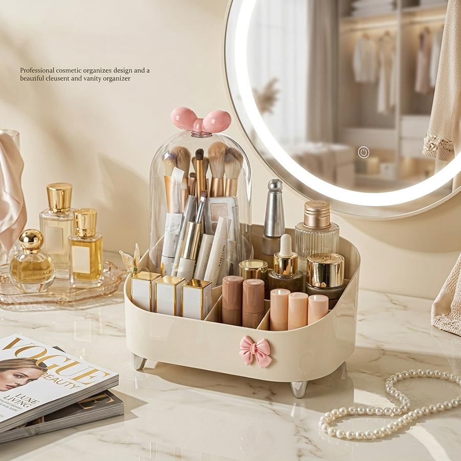 Makeup organizer, Large Capacity Cosmetic Display Case Storage Box, Makeup Brush Holder, Large Capacity Desktop Storage