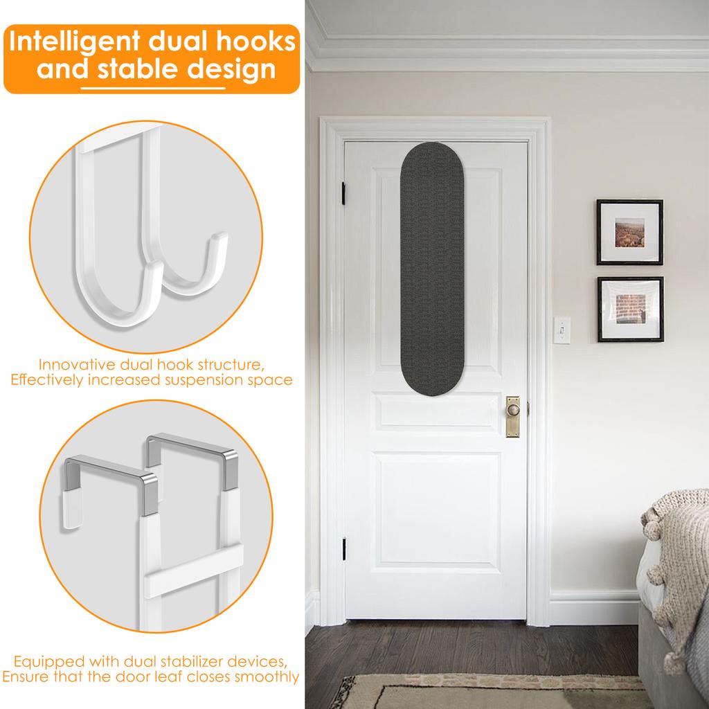2 Pcs Over Door Hook Metal Double Door Hanger Hook Kitchen Bathroom Cabinet Door Back Type Coat Towel Storage Hanger