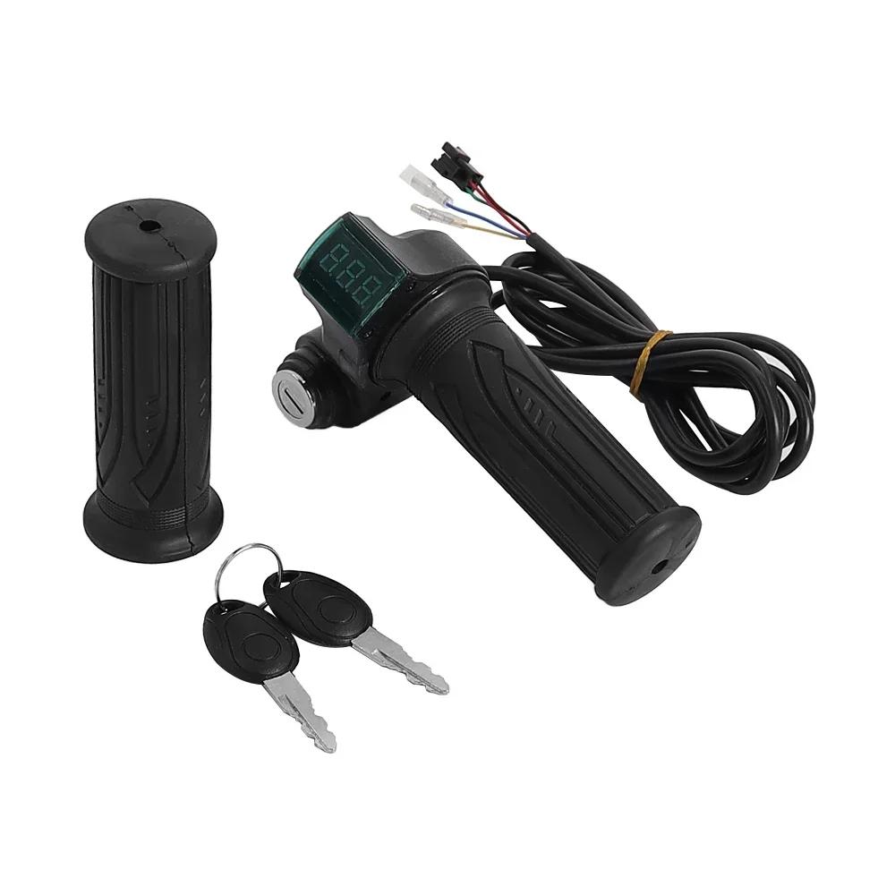 24/36/48/60V LED Digital Meter for Electric Bike Scooter Throttle Grip With Power Switch LED Display Handlebar Repair Part 1pc