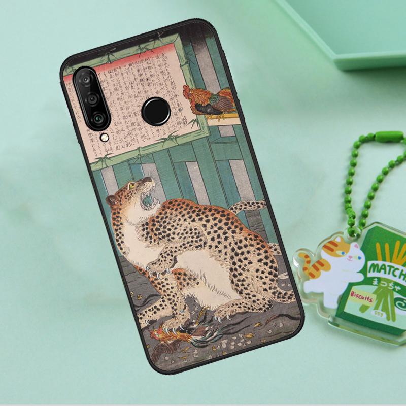 Japanese ukiyo-e Art Panther Tiger For Huawei Nova 10 9 SE 5T 12s 12i 11i Y91 Y90 Y60 Y70 Y72 Y61 P20 P40 P30 Lite P60 Pro Case