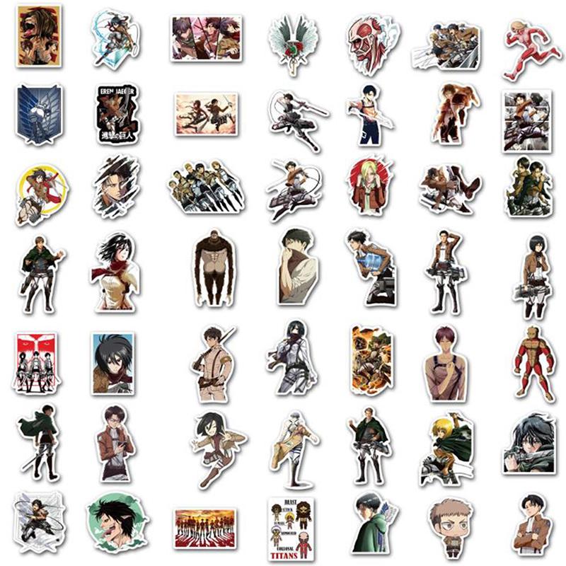 

100Pcs атака на титан аниме наклейки скейтборд багажа ноутбук водонепроницаемый декаль