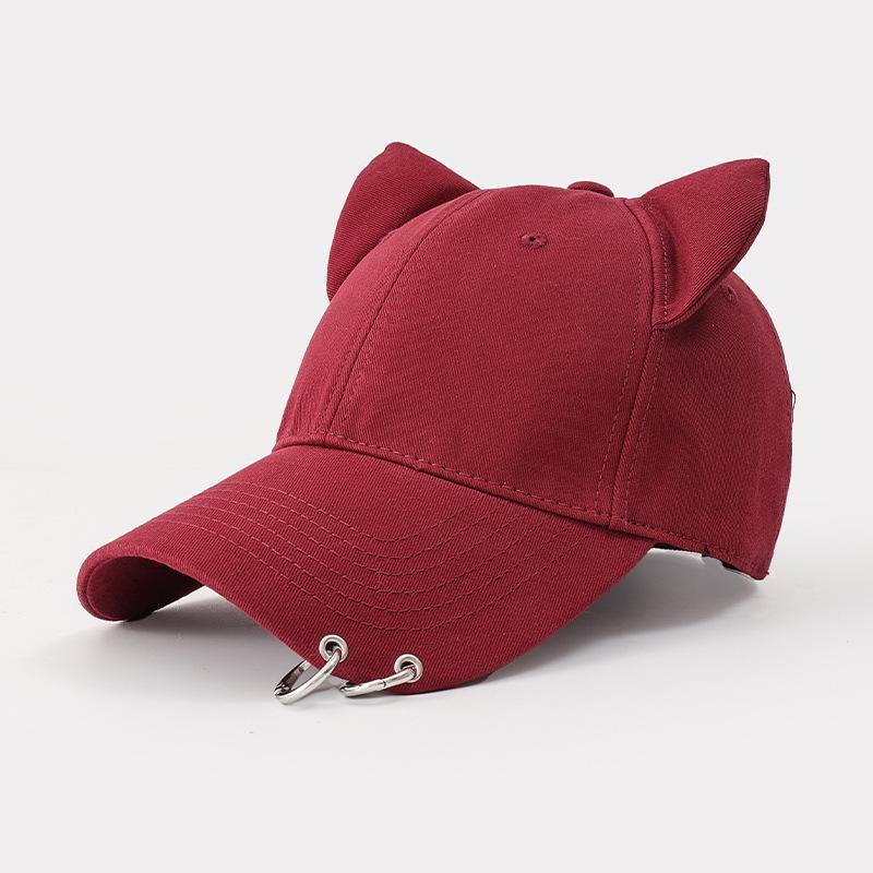 Women Men Korean Cute Cat Ear Design Baseball Cap for Women Premium Cotton Breathable Sun Hat for Spring Summer