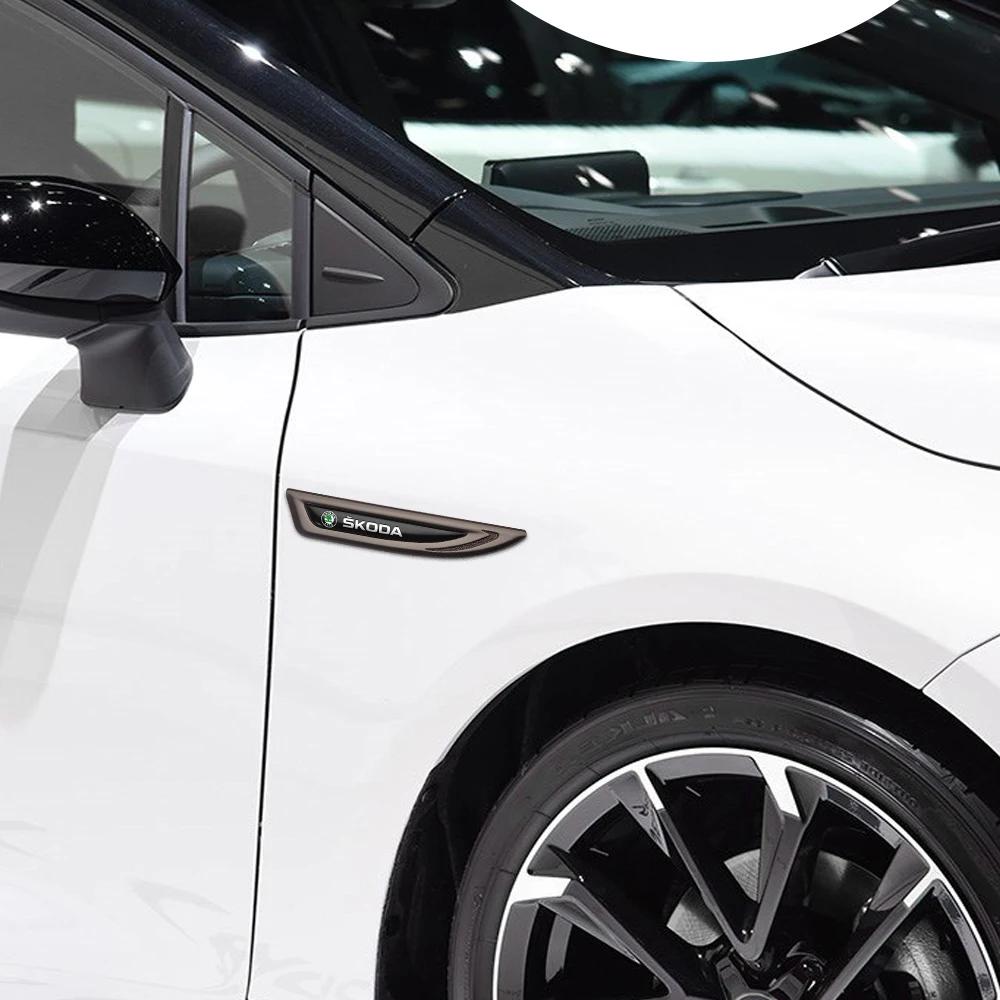 2025 Hot 2Pcs Car Styling Metal Side Fender Knife Badge Stickers Accessories For Skoda Octavia Rapid Fabia A7 Superb KAMIQ Rooms