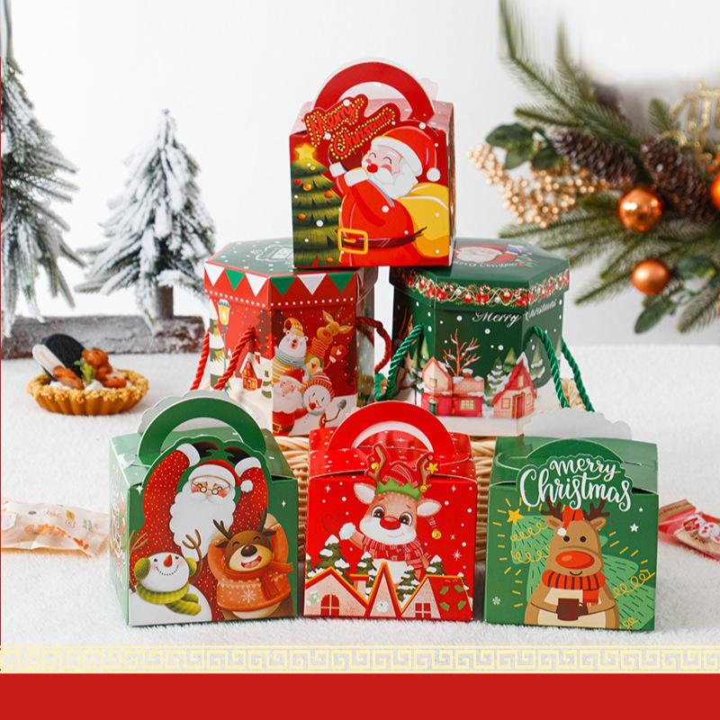 Christmas Hand-held Rope Apple Candy Packaging Box, Christmas Eve Peace Fruit Biscuit Creative Gift Baking Paper Box