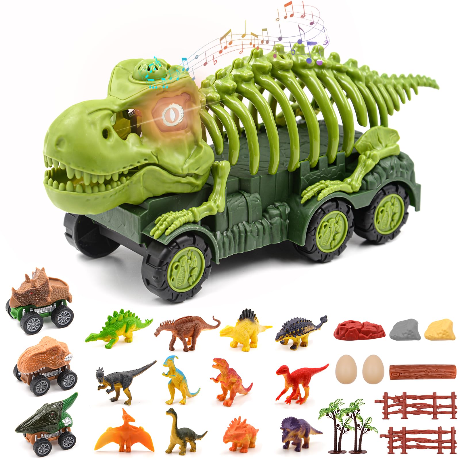 

Игрушка Динозавр Acelane, Развивающая игрушка, Набор грузовика-динозавра с рычанием и подсветкой, с 12 фигурками динозавров и 3 машинками, Подарок на день рождения для мальчиков и