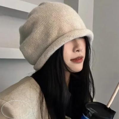 Face Showing Small Pile Hat Autumn and Winter Women's New Woolen Hat Korean Style Fashion Versatile Drawstring Style Cold Hat