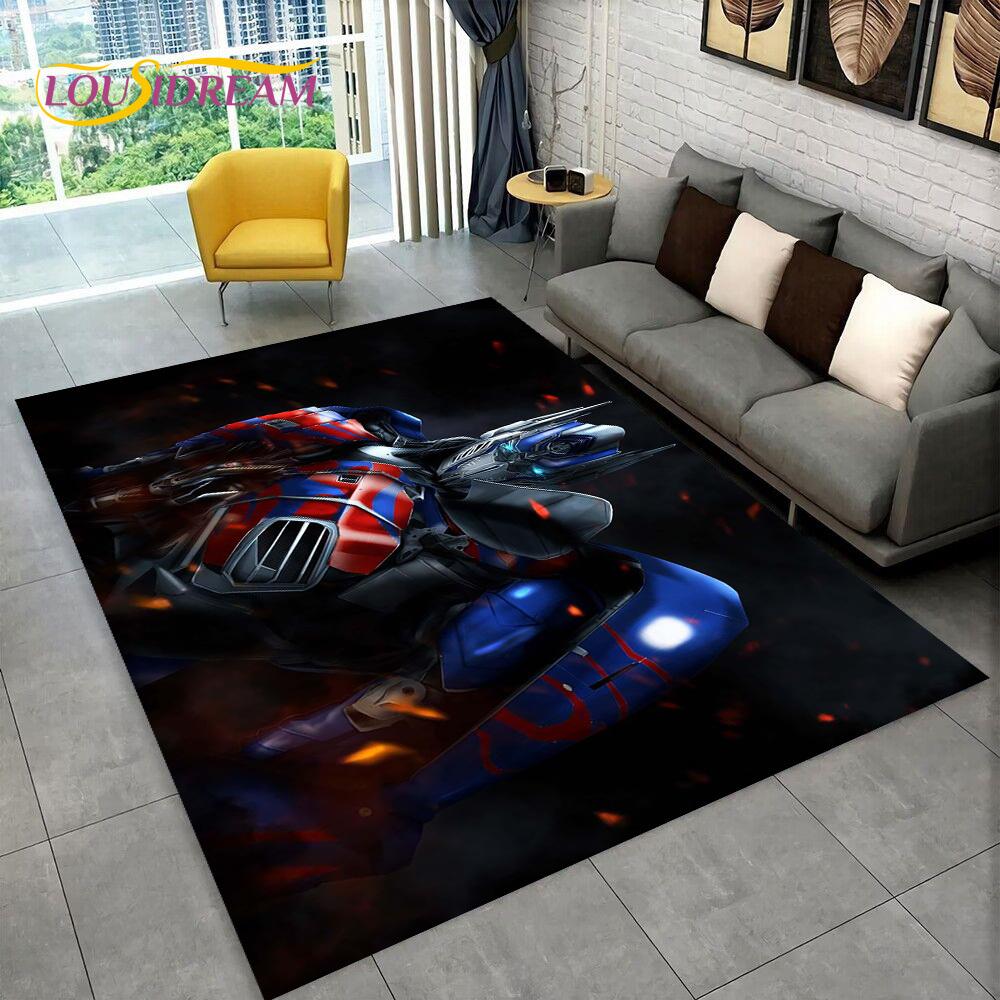 Cartoon T-Transformers Autobots 3D Rug Carpet for Living Room Bedroom Home Decor,Floor Mat Non-slip for Sofa Doormat Gift Kids