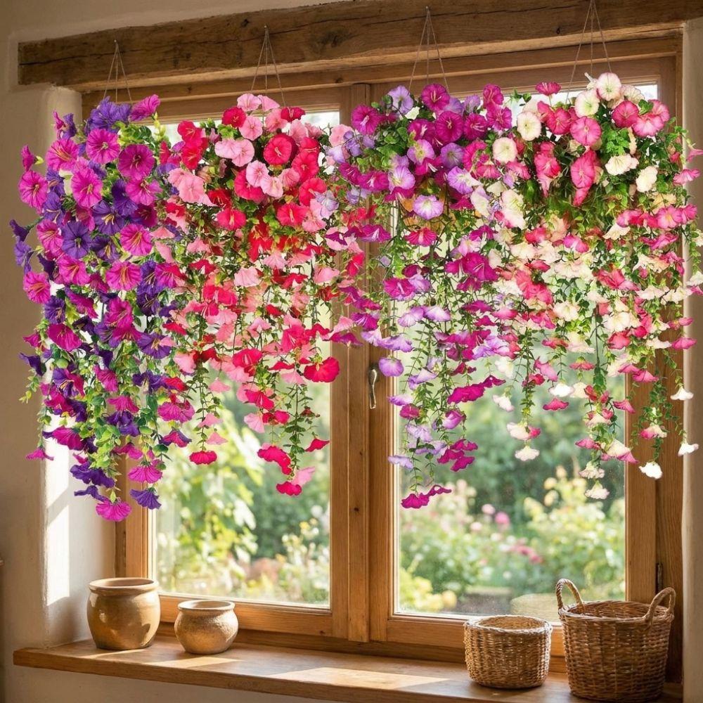 Blooming Flowers Artificial Morning Glory Flowers  DIY Balcony Garden