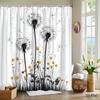 Black and White Dandelion Shower Curtain  Floating Seeds & Yellow Blooms, Elegant Nature Art Bath Curtain for Modern Home Decor