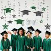 Cheerland 2025 Graduation Banner Party Decorations Green Graduation Cap Garland Kit Congrats Grad Supply for Prom Backdrop Decoration Ceiling Decor