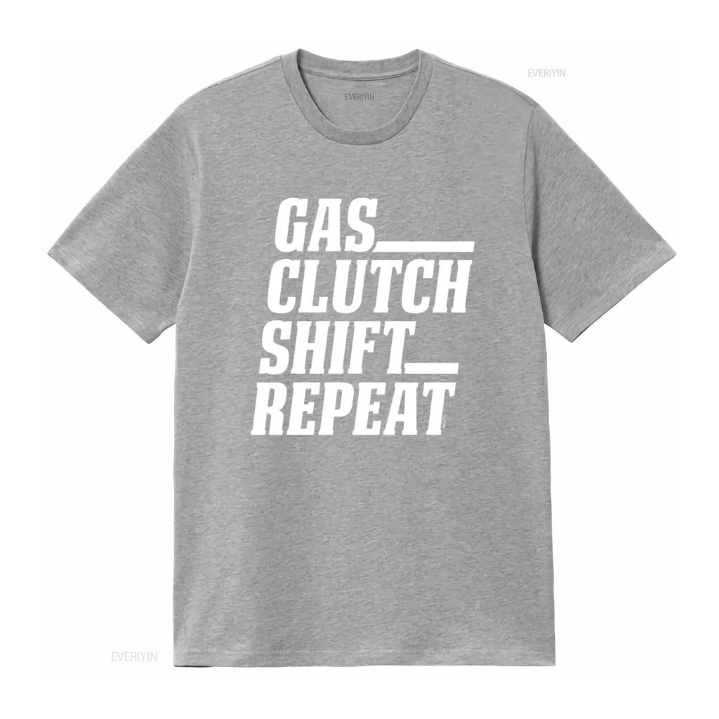 Gas Clutch Shift Repeat Mens T Shirt Automotive Inspired Design for Gearheads Vintage Washed Streetwear Breathable Slightly