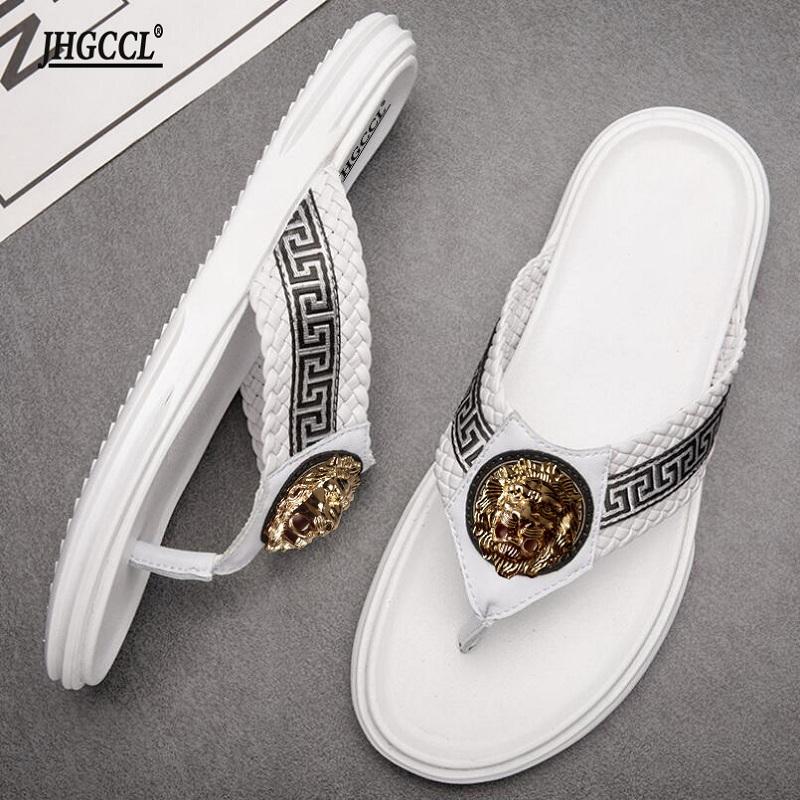 Brand Men's Slippers Casual black and White shoes My n Designer slippers Sandals Soft soled women's slippers T5